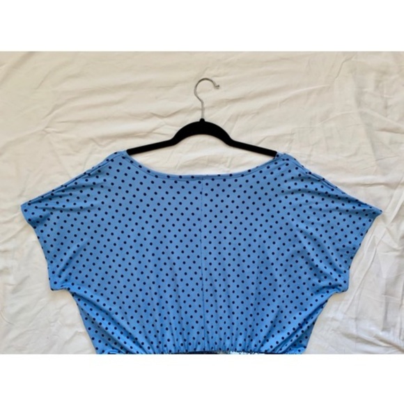 A-Line Blue Polka-Dot Dolman Sleeved Dress - Picture 6 of 6